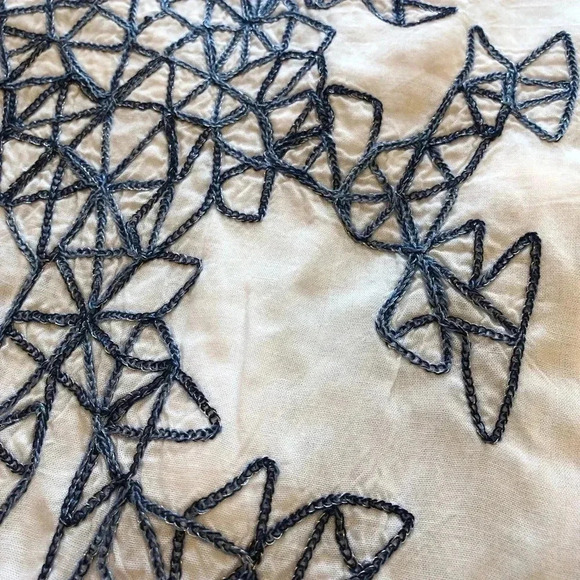 Poupette St Barth Blue White Embroidered Off Shoulder Mini Dress Size Small - Picture 3 of 14